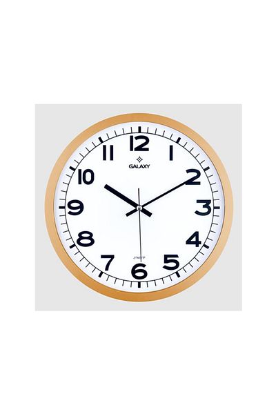 Galaxy Golden Yellow Wall Clock - 29.5cm Diameter Acrylic Painted Abs Frame Mineral Glass Silent Flowing Machine
