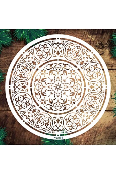 STENCİLTASARIM Stencil Tasarım Yu084 Mandala Duvar Ahşap Cam Boyama Deseni
