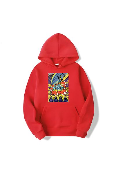 MAGORS Памучен суитшърт с качулка и дълъг ръкав с щампа Led Zeppelin SVART WEAR