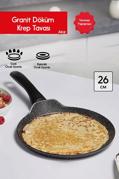 FİTHOME Granite Casting 26 CM Fireproof Non-Stick Crepe Pan
