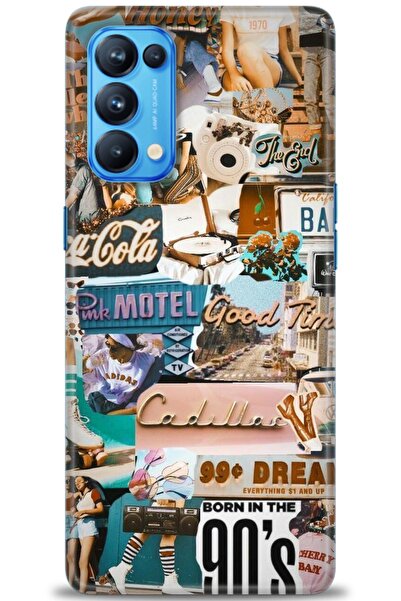 MRCİLETİSİM حافظة Oppo Reno 5 Pro حافظة مطبوعة بتقنية HD - موتيل وردي + واقي شاشة كامل