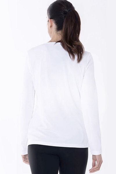 ROCKANDROLL Tricou din bumbac pieptănat cu mânecă lungă, cu decolteu rotund, alb, pictat