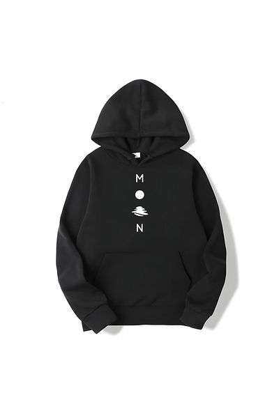MAGORS Памучен суитшърт с качулка и дълъг ръкав с щампа Moon SVART WEAR
