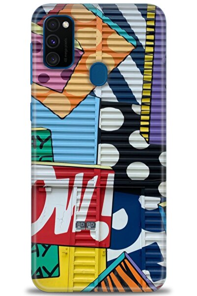 MRCİLETİSİM حافظة سامسونج جالاكسي M30S مطبوعة بدقة HD - جرافيتي + واقي شاشة كامل