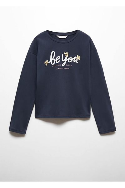 MANGO Kids Tricou albastru închis pentru copii