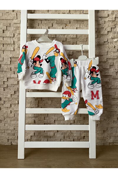 MinimeKids Mickey Mouse Beyzbol Baskı Desenli Çocuk Takım