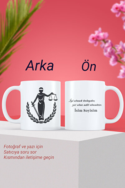 HediyeLabs Kişiye Özel Hakim, Savcı, Avukat İsim Baskılı Kupa Bardak, Sevgili...