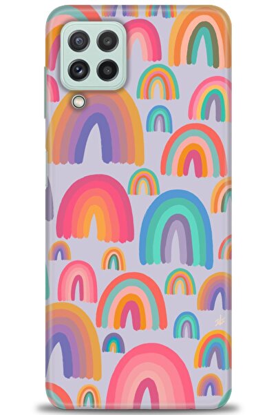 MRCİLETİSİM حافظة لهاتف سامسونج جالاكسي M22 مطبوعة بدقة HD - قوس قزح + واقي ش...