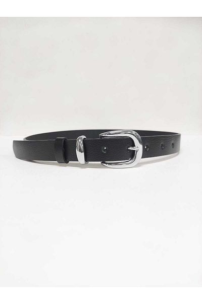 Kemerix 100% Genuine Leather Women's Belt with Silver Buckle