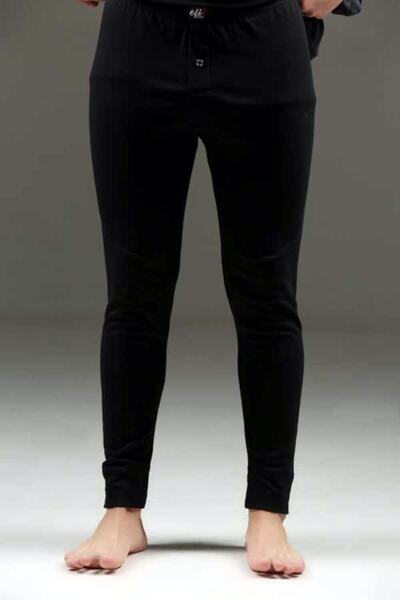 bejamonti Men's Black Thermal Raised Thermo Cool Underwear Tights