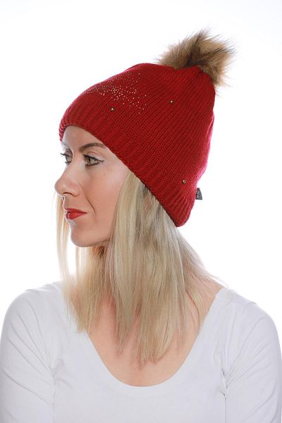 toptanhanem Pompom Stone Beret - Winter Accessory Combining Elegance and Warmth - Claret Red