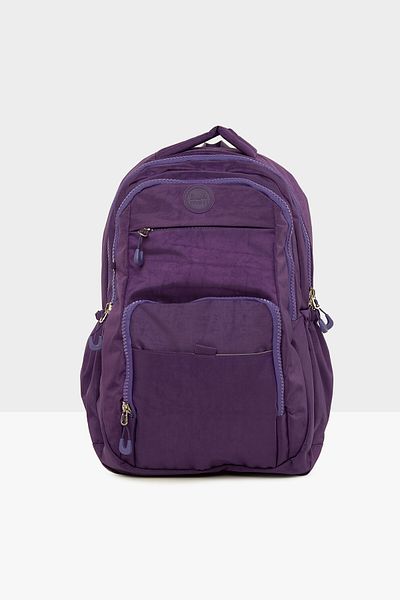 Bagmori Purple Women's Multi-Pocket Multi-Zipper Large Backpack M000008195