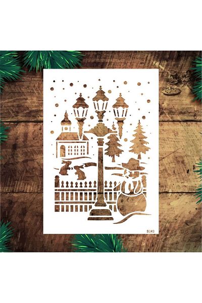 STENCİLTASARIM Stencil Design S243 New Year Wall Wooden Glass Painting Pattern