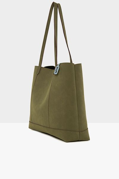Bagmori Khaki Women's Double Stitched Thin Strap Large Nubuck Bag M000008185