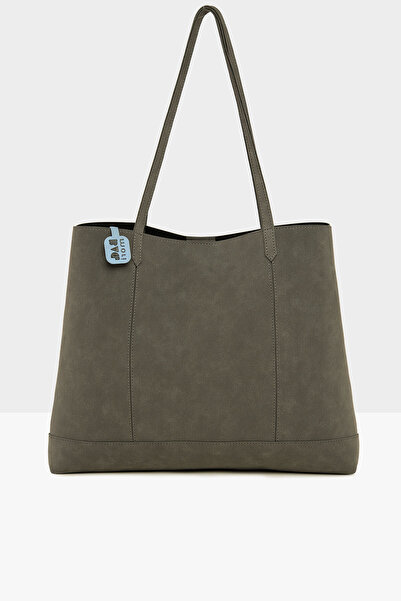 Bagmori Γκρι γυναικεία διπλή ραμμένη λεπτή τσάντα nubuck M000008185