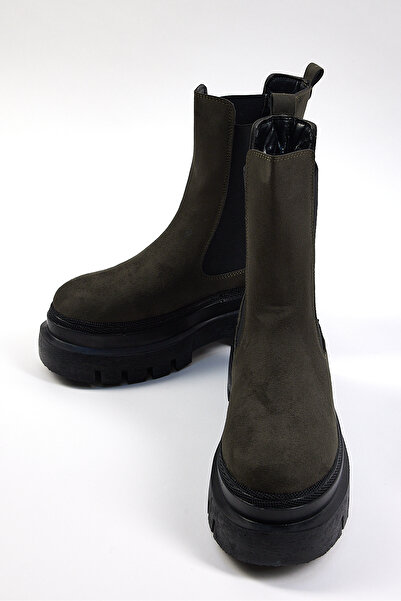 Tonny Black Dámské khaki semišové boty pohodlného střihu