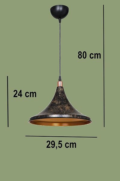 EvLight Emerald Gold Detailed Black Single Pendant Chandelier
