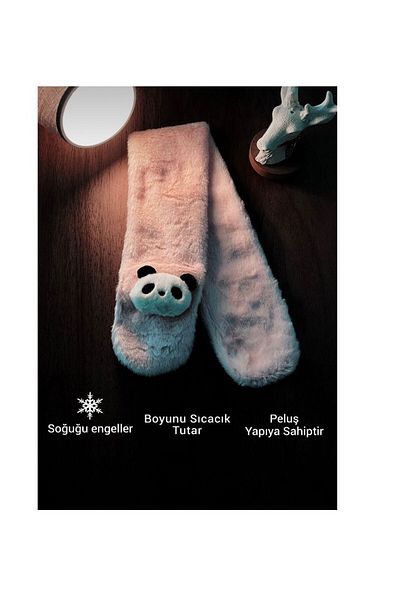 EBMER SUMON COLOR Teddy Bear Detailed Plush Children's Scarf