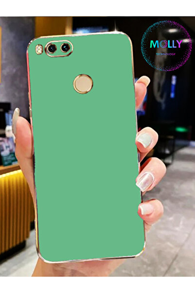 Molly Technology Xiaomi Mi A1 İçin Su Yeşili Kenarları Gold Detaylı Lüks Silikon Kılıf