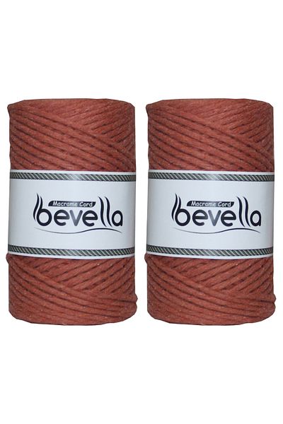 Bevella Macrame Cord Τυλιγμένο σχοινί μακραμέ μονό στριφτό 3 mm Σχοινί βαμβακερό πολυεστέρα μακραμέ 2 x 250 gr
