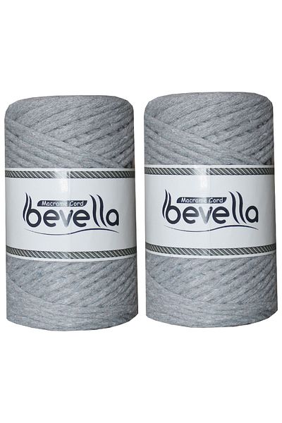 Bevella Macrame Cord Τυλιγμένο σχοινί μακραμέ μονό στριφτό 3 mm Σχοινί βαμβακερό πολυεστέρα μακραμέ 2 x 250 gr