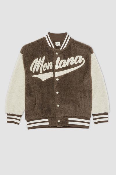 DeFacto Boy's Seasonal Bomber Cardigan - College Collar, Plush Snap Closure, Double Pocket B3036A823Wn