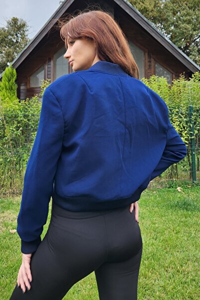 WOMAN VISION Широкі кишені, детально опрацьовані бокові сторони, еластичний пояс, 50 см, коротка темно-синя куртка-бомбер 24k54404