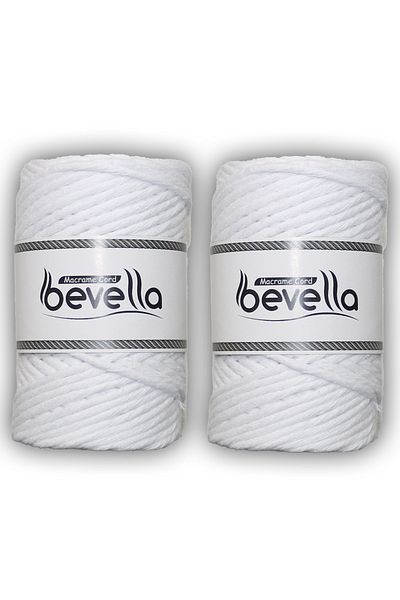 Bevella Macrame Cord Scannable Macrame Thread Single Twist 3 mm Scanned Macrame Polyester Cotton Thread 2 x 250 gr