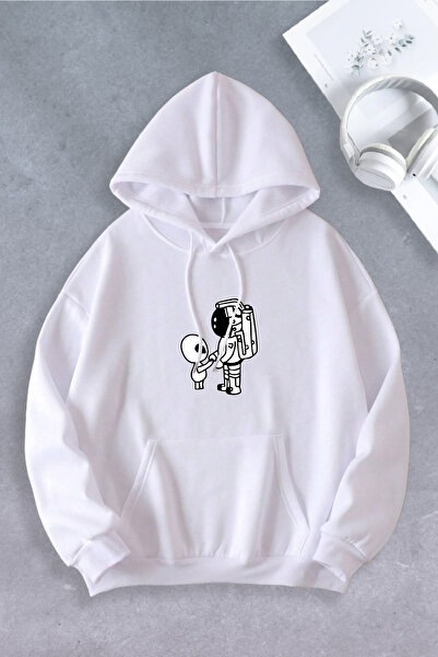 Ciel Lune Hanorac oversize cu imprimeu Alien Astronaut, unisex, pentru bărbați