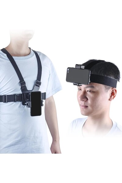 fimtech Aksiyon Kameraları Ve Telefonlar İle Uyumlu Kafa Bandı Göğüs Bandı Mo...