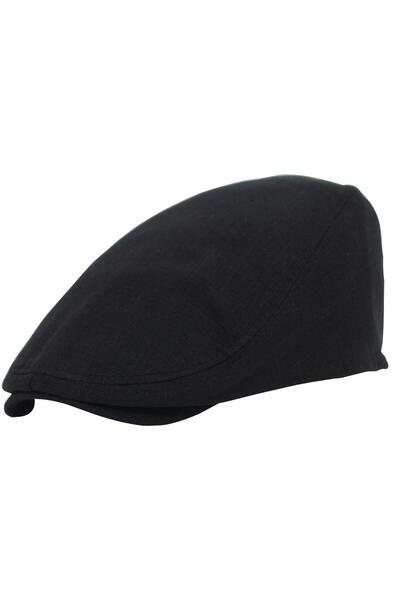 şapkadan Siyah Kasket Pamuklu London Flat Cap Şapka