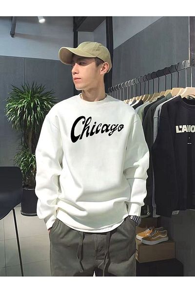 BENROMA Unisex Chicago Printed Crew Neck Sweat