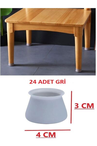 Özasya AVM 24 Adet Silikon Masa Sandalye Koruyucu, Masa Sandalye Kaydırmaz, Zemin Koruyucu Silikon