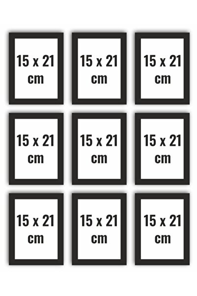 AS TİCARET Pvc Camlı Siyah Çerçeve Seti 9 Adet A5 15cmx21cm
