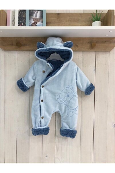 MotherWings Içi Tüylü Ayıcıklı Pofuduk Bebek Tulumu Soft Hello Bear