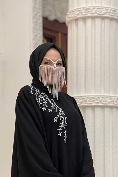 Bym Fashion Πέτρα ώμου Κεντημένη Γραβάτα Μέσης Ferace 7805 Μαύρο