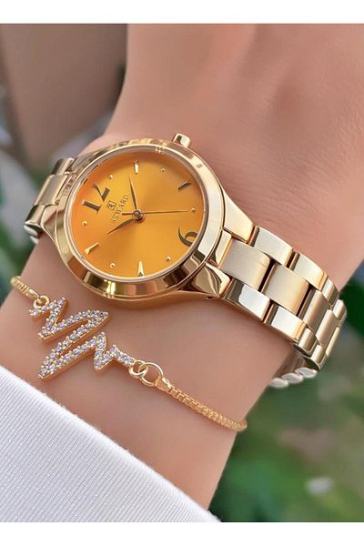 Reward Brand Gold Color Steel Cord Women's Wristwatch - Bracelet