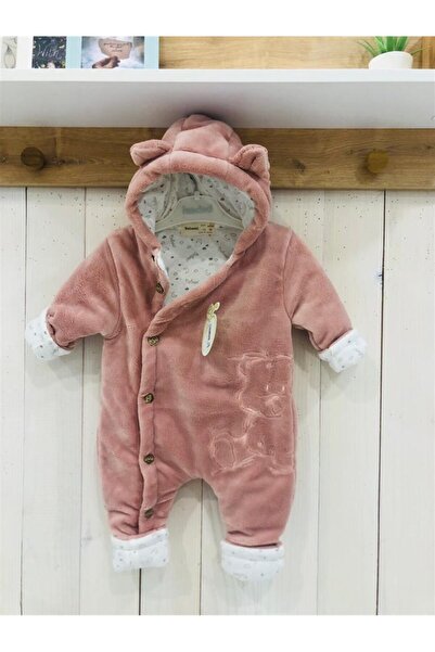 MotherWings Coral Soft Düğmeli Sevimli Ayıcık Bebek Tulumu
