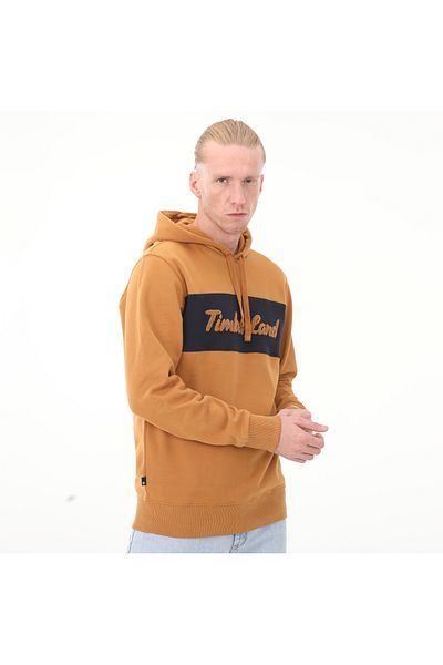 Timberland B0A6FKMP471-R Timberland Ls Cursive φούτερ με κουκούλα κανονικό ανδρικό φούτερ καφέ