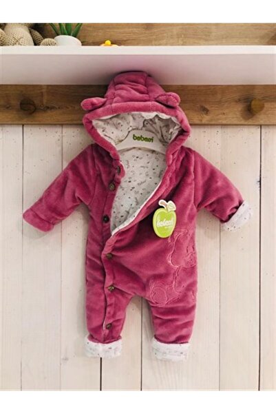 MotherWings Coral Soft Düğmeli Sevimli Ayıcık Bebek Tulumu
