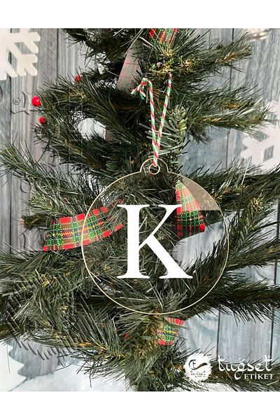 t tuğset etiket Letter White Plexi Christmas Tree Ornament - Rear View Mirror Ornament Plexi Letter-A1