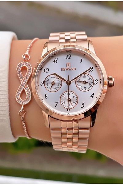Reward Brand Rose Gold Color Steel Cord Women's Wristwatch - Bracelet