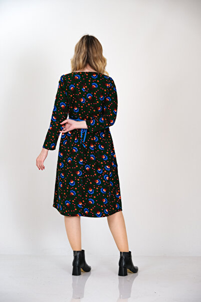 İna Kendine Özgün, Beli Büzgülü Fermuarlı Cepli Kışlık Pazen Elbise