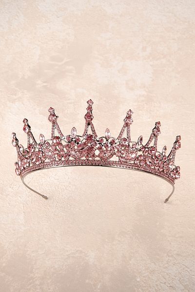 Hayalperest boncuk Crystal Bright Jewelled Bridal Crown Bridal Henna and Wedding Crown Princess Crown with Crystal Jewelled Pink