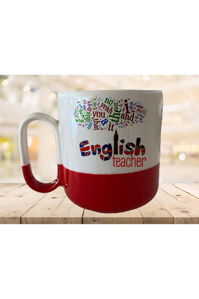 GünayStore كوب احترافي مطبوع عليه نص ENGLISH TEACHER بلونين
