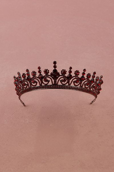 Hayalperest boncuk Crystal Jewelled Queen Crown for Women Bridal Wedding Crown Crown for Henna Night Navy Blue