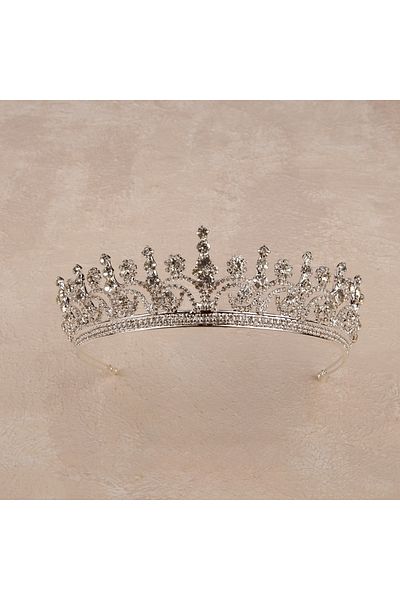 Hayalperest boncuk Crystal Rhinestone Queen Crown for Women Bridal Wedding Crown for Henna Night Crown Silver