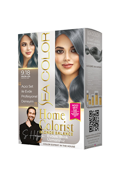 Sea Color 2 Tüp Home Colorist 9.18 Pastel Kül Premium Saç Boyası Evde Profesy...