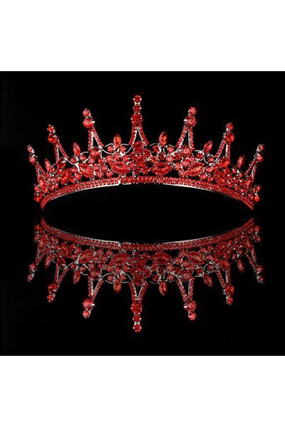 Hayalperest boncuk Crystal Bright Jewelled Bridal Crown Bridal Henna and Wedding Crown Princess Crown with Crystal Jewelled Red