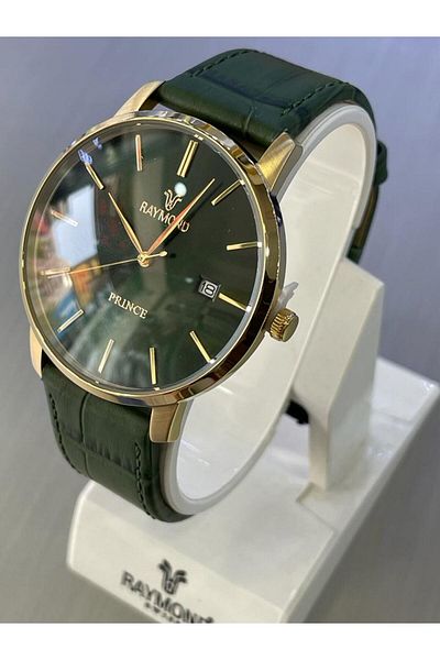 Raymond Green Leather Men's Wrist Watch